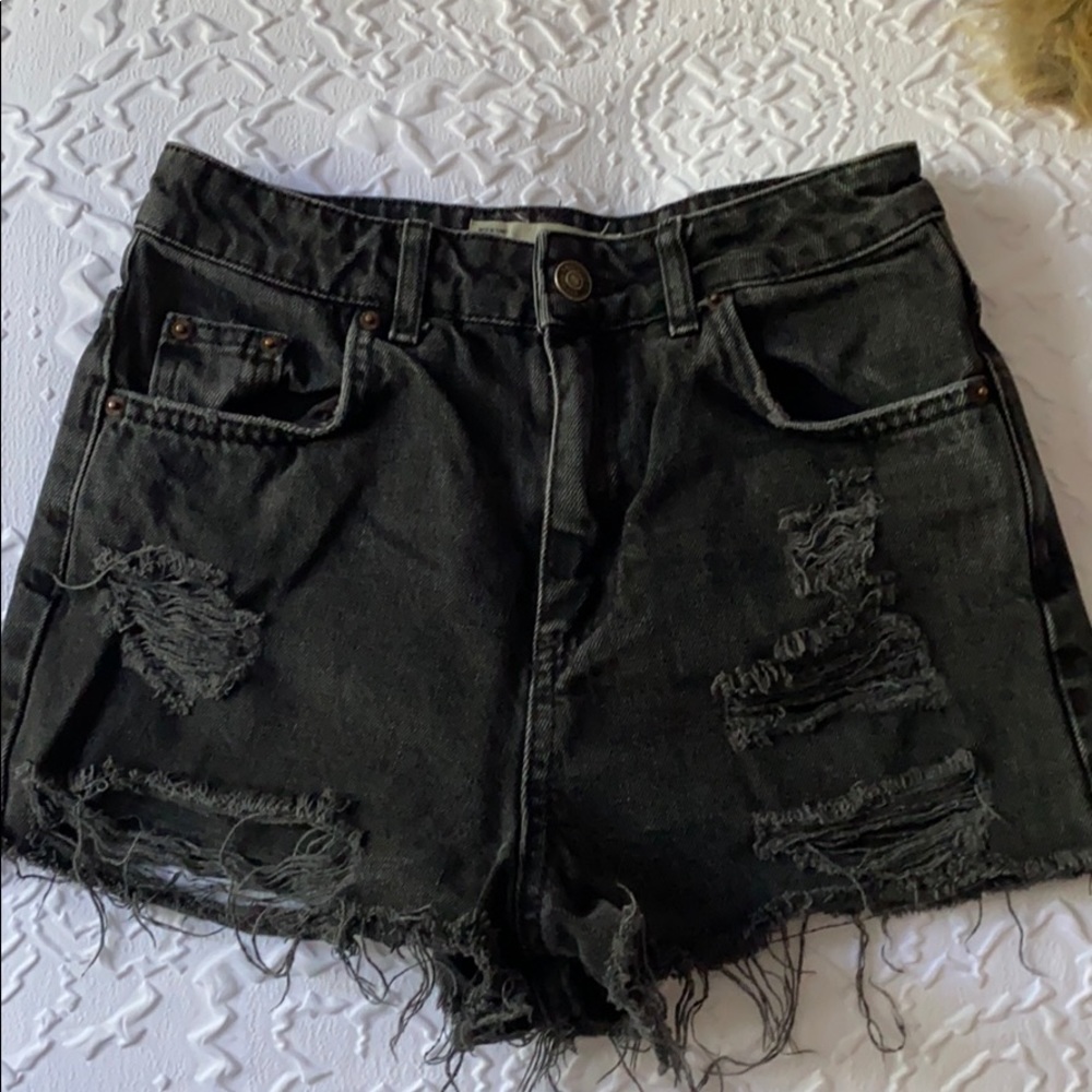 Topshop distressed mom shorts